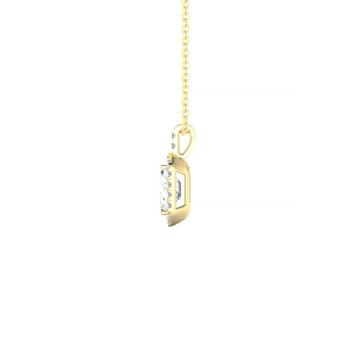 Sunrise | 18k Yellow Gold 6 x 4 mm Emerald Diamond Pendant