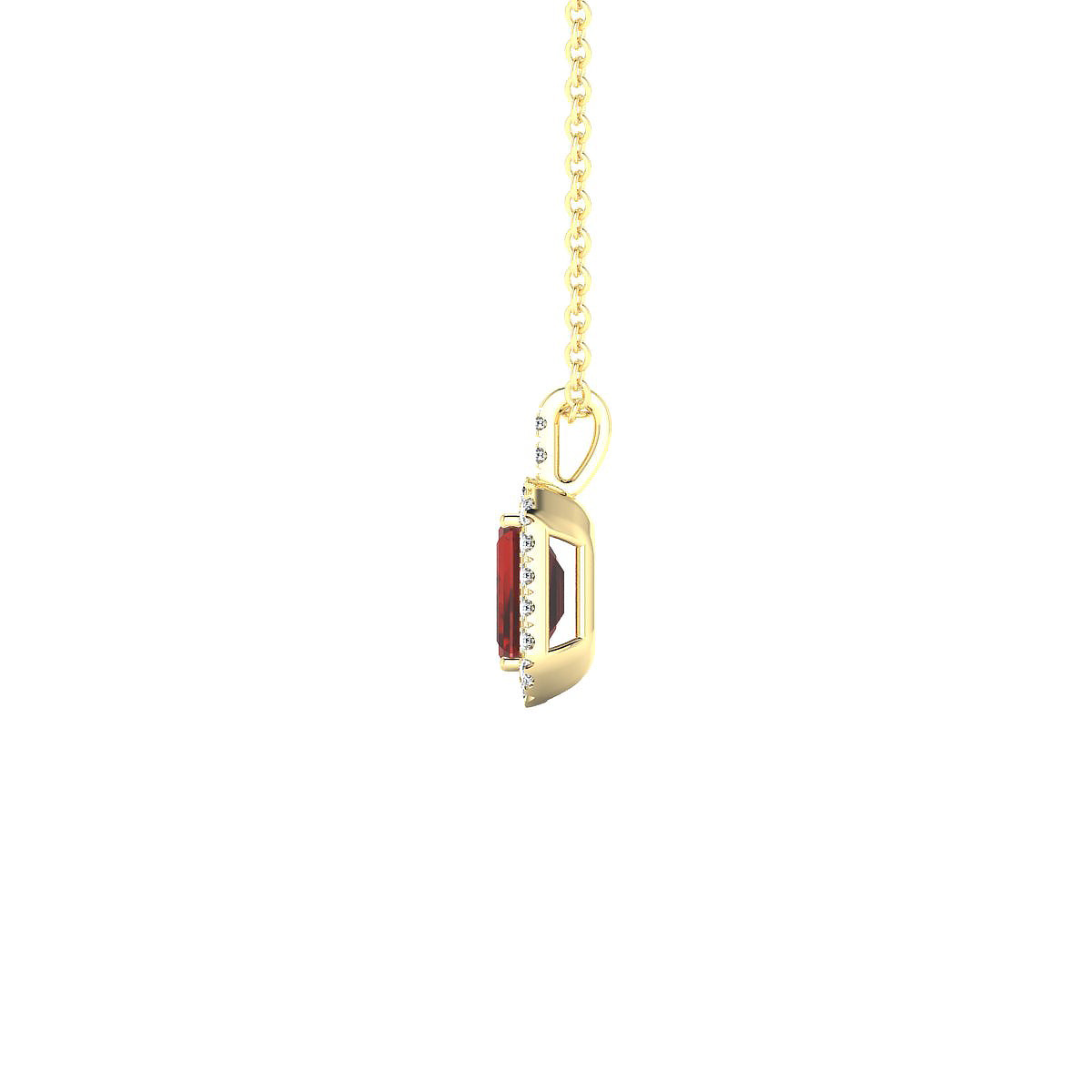 Sunrise | 18k Yellow Gold 6 x 4 mm Emerald Garnet Pendant