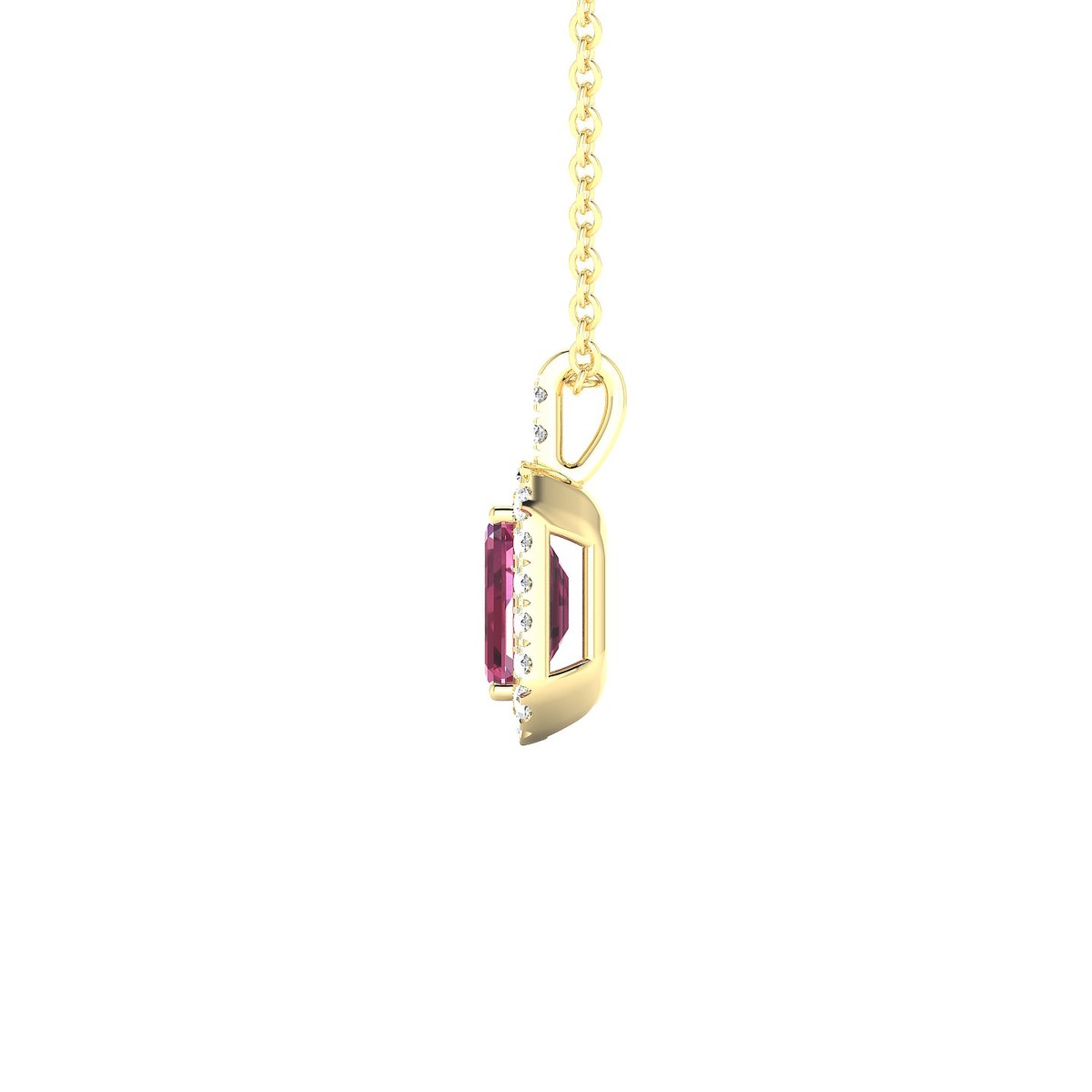 Sunrise | 18k Yellow Gold 6 x 4 mm Emerald Rhodolite Pendant