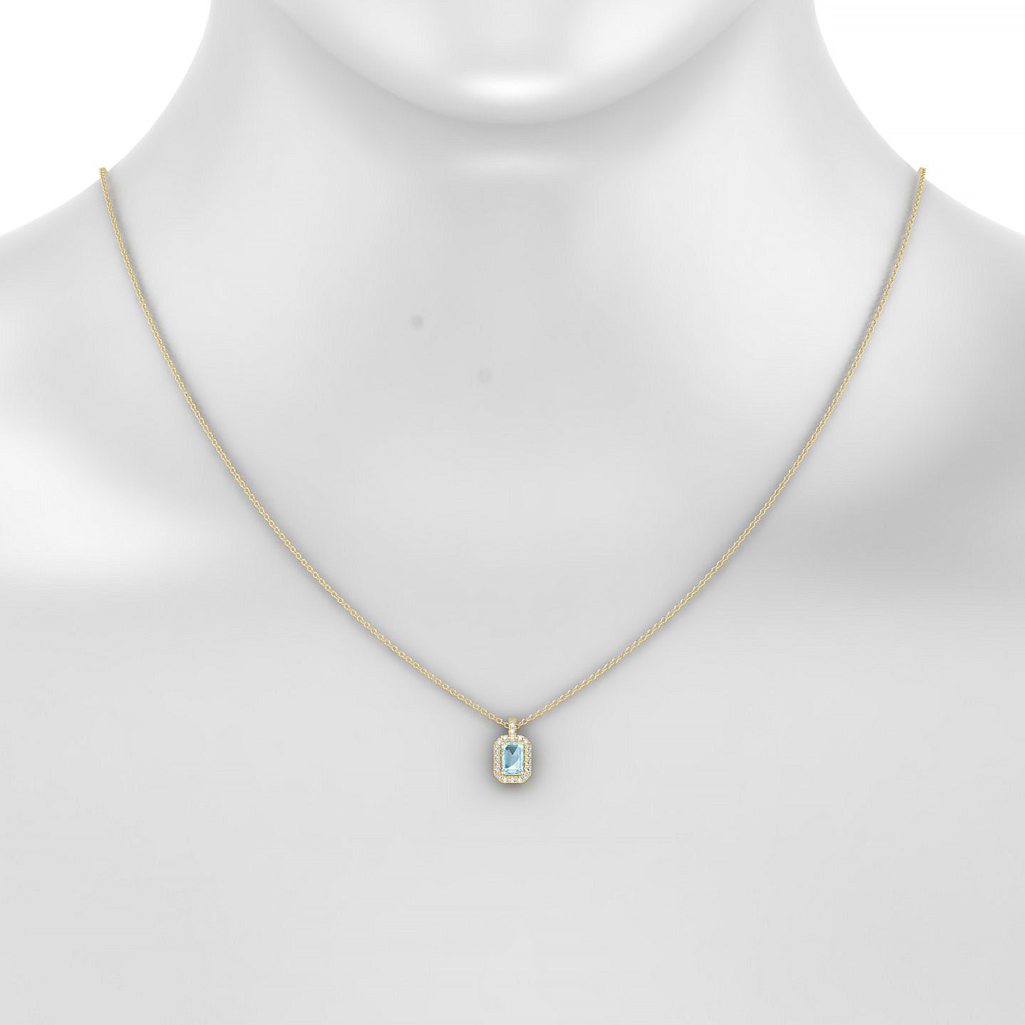 Sunrise | 18k Yellow Gold 6 x 4 mm Emerald Aquamarine Pendant