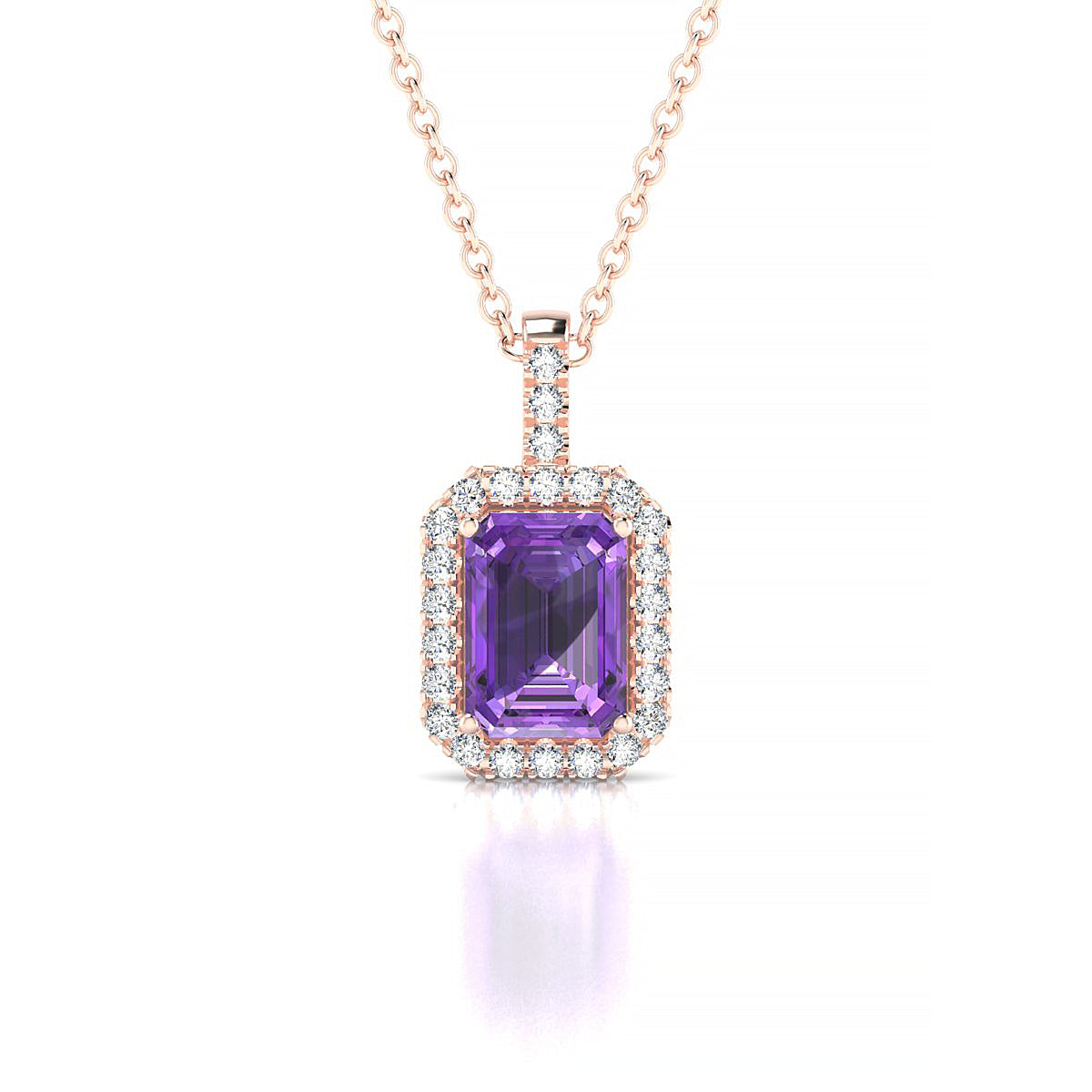 Sunrise | 18k Rose Gold 7 x 5 mm Emerald Amethyst Pendant
