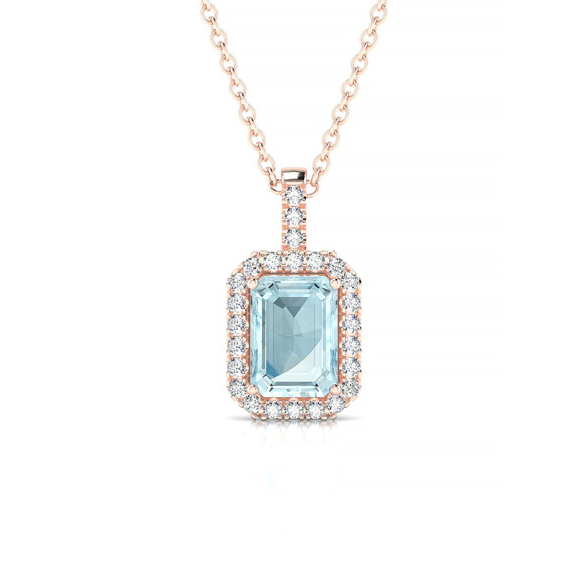 Sunrise | 18k Rose Gold 7 x 5 mm Emerald Aquamarine Pendant