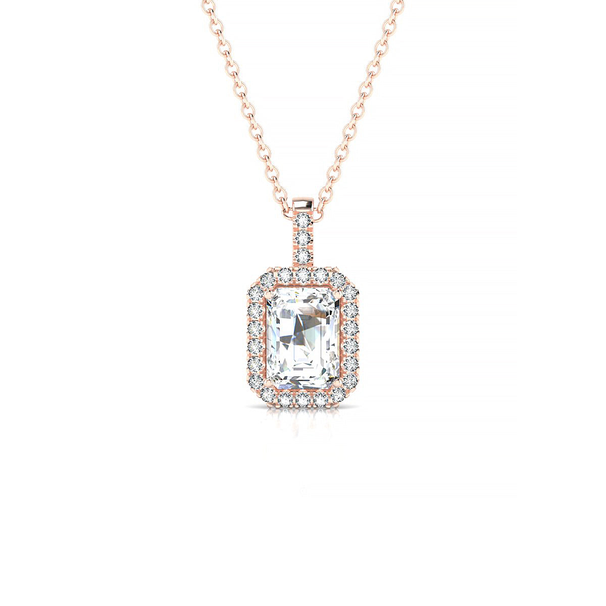 Sunrise | 18k Rose Gold 7 x 5 mm Emerald Diamond Pendant