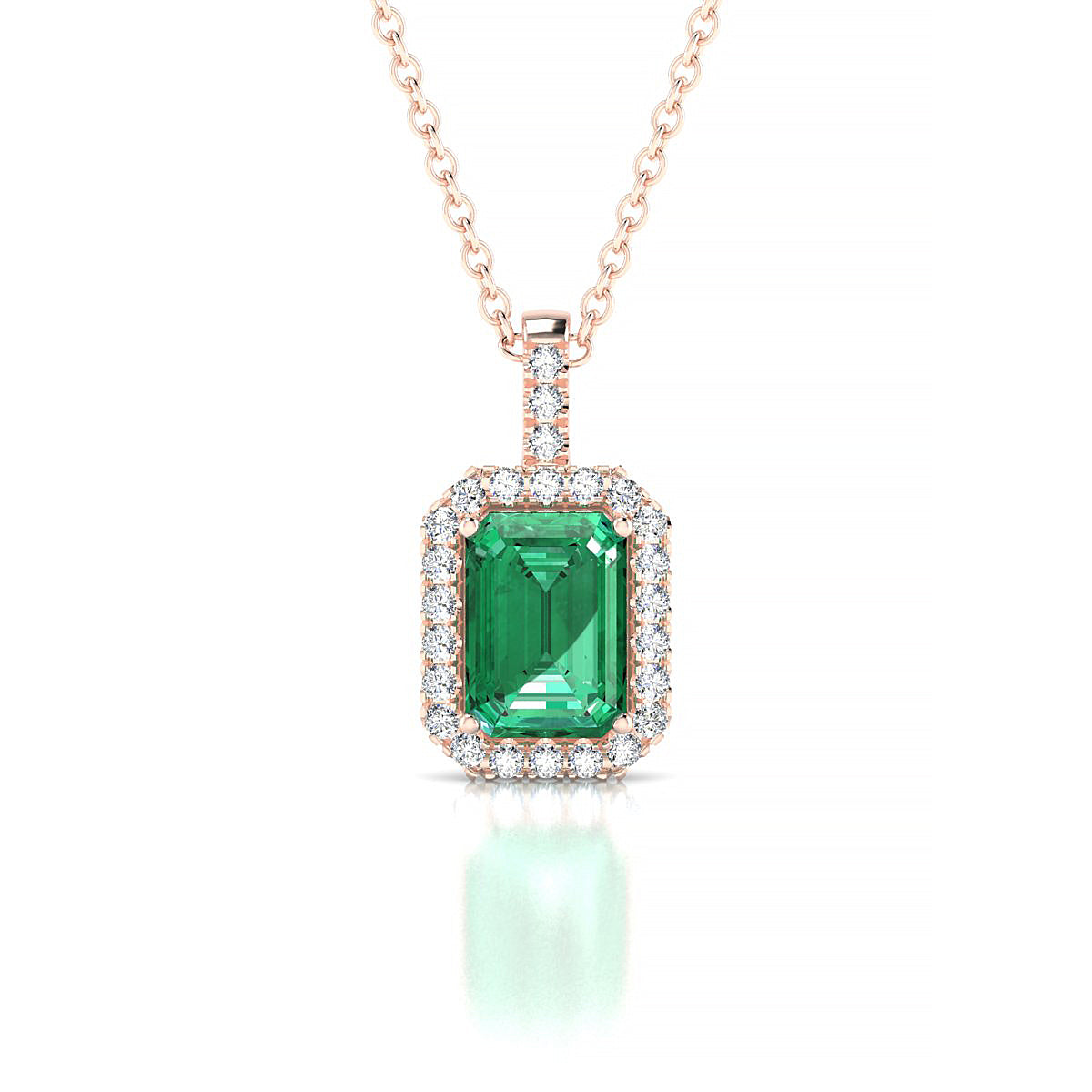 Sunrise | 18k Rose Gold 7 x 5 mm Emerald Emerald Pendant