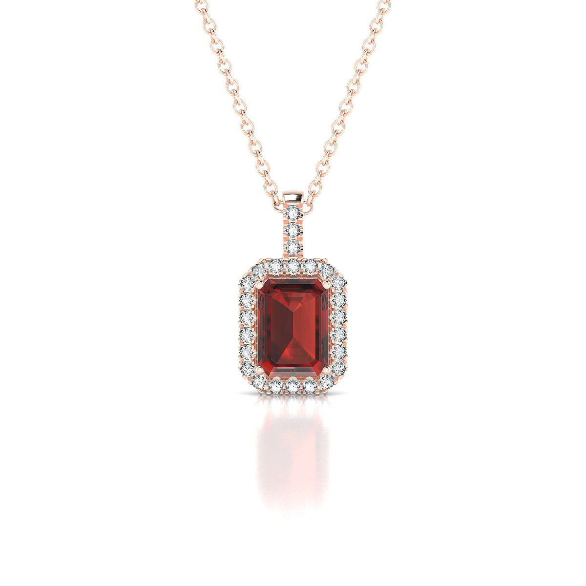 Sunrise | 18k Rose Gold 7 x 5 mm Emerald Garnet Pendant