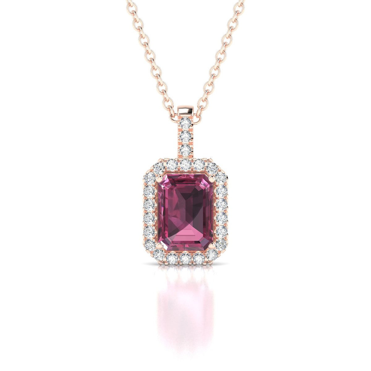 Sunrise | 18k Rose Gold 7 x 5 mm Emerald Rhodolite Pendant