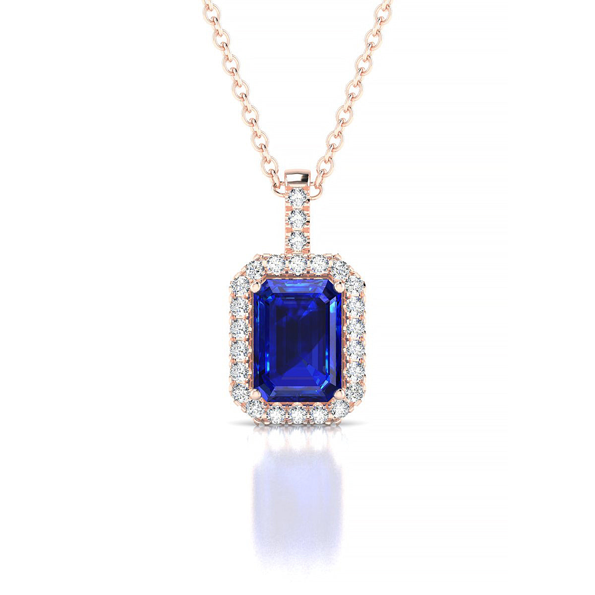 Sunrise | 18k Rose Gold 7 x 5 mm Emerald Sapphire Pendant