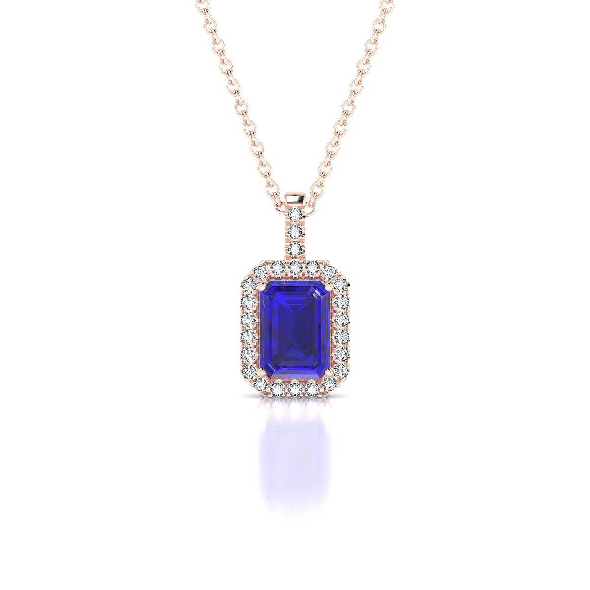 Sunrise | 18k Rose Gold 7 x 5 mm Emerald Tanzanite Pendant