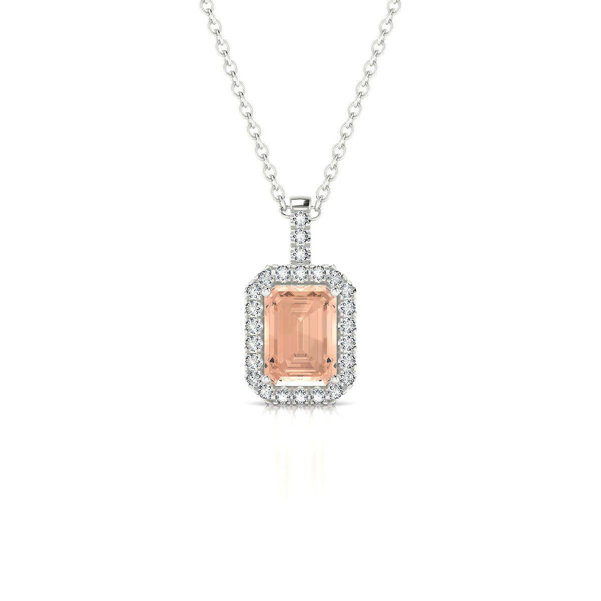 Sunrise | 18k White Gold 7 x 5 mm Emerald Morganite Pendant