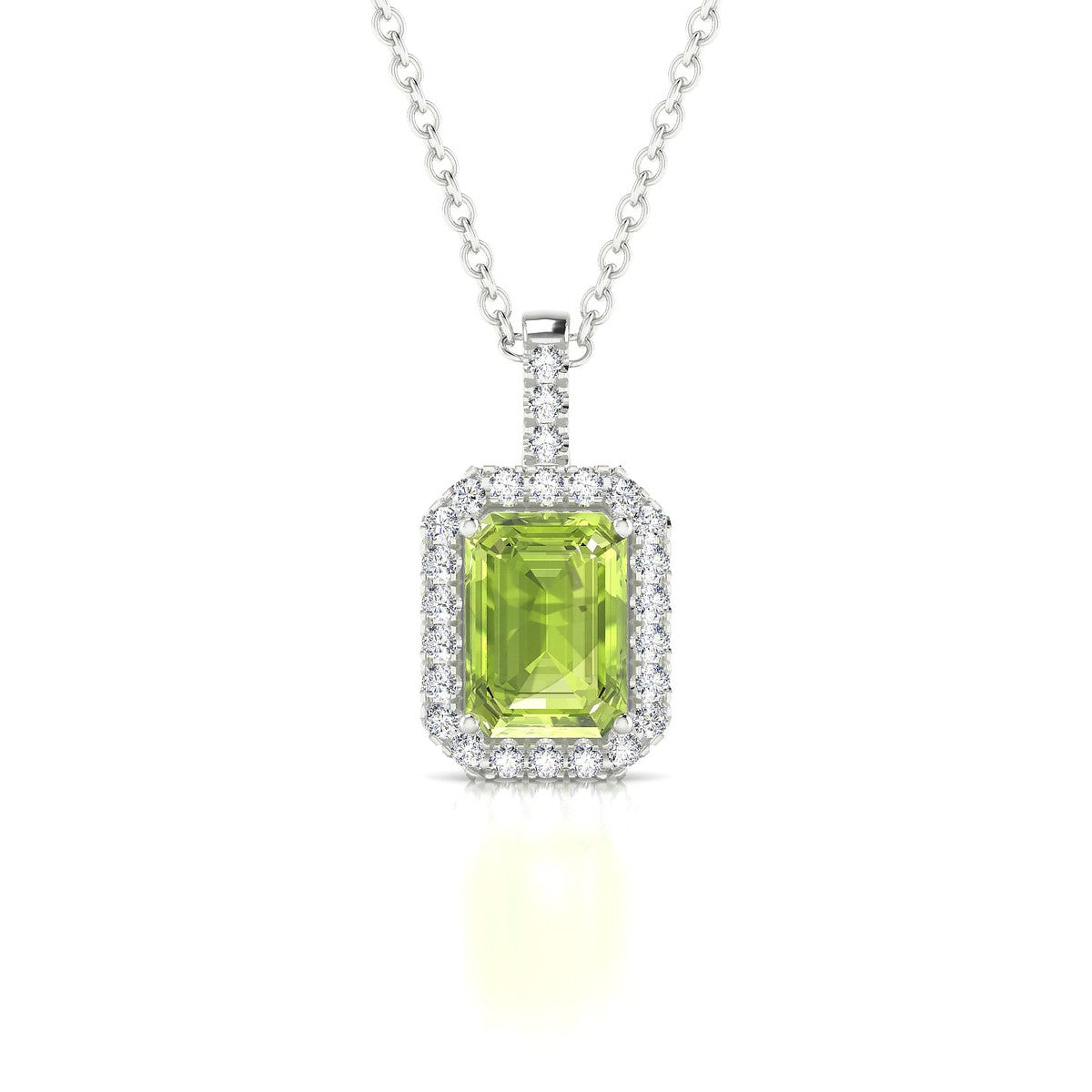 Sunrise | 18k White Gold 7 x 5 mm Emerald Peridot Pendant