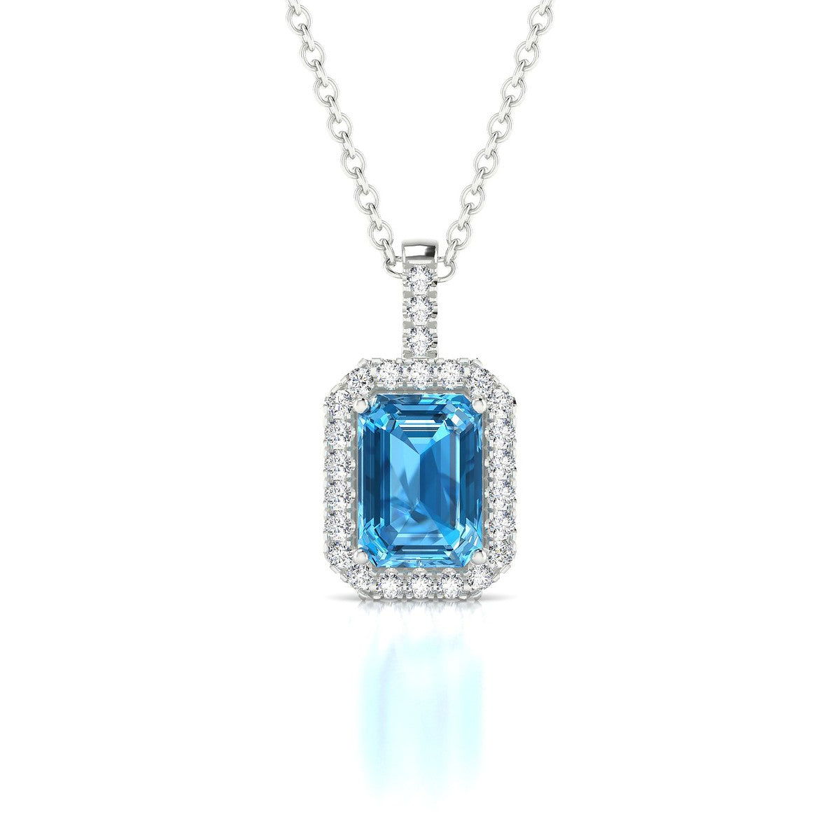 Sunrise | 18k White Gold 7 x 5 mm Emerald Topaz Pendant