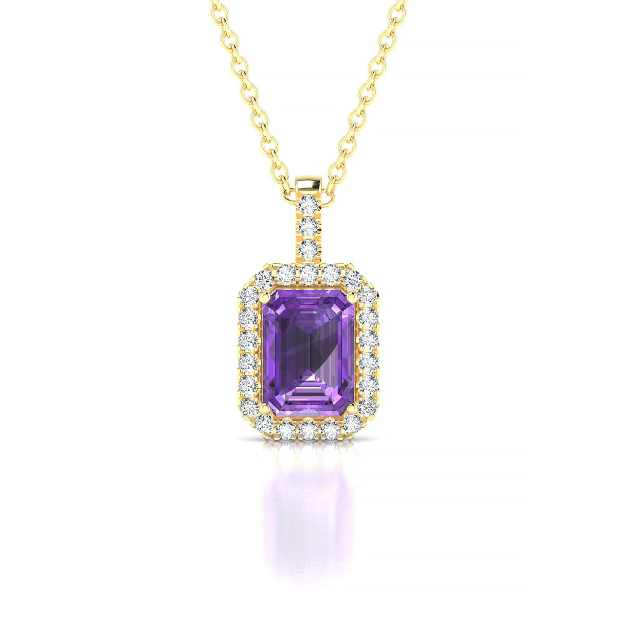 Sunrise | 18k Yellow Gold 7 x 5 mm Emerald Amethyst Pendant