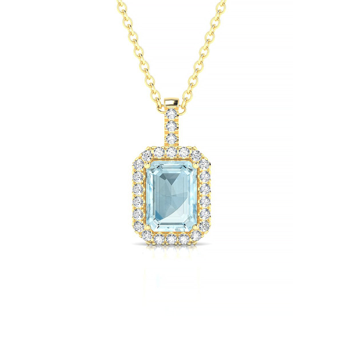 Sunrise | 18k Yellow Gold 7 x 5 mm Emerald Aquamarine Pendant