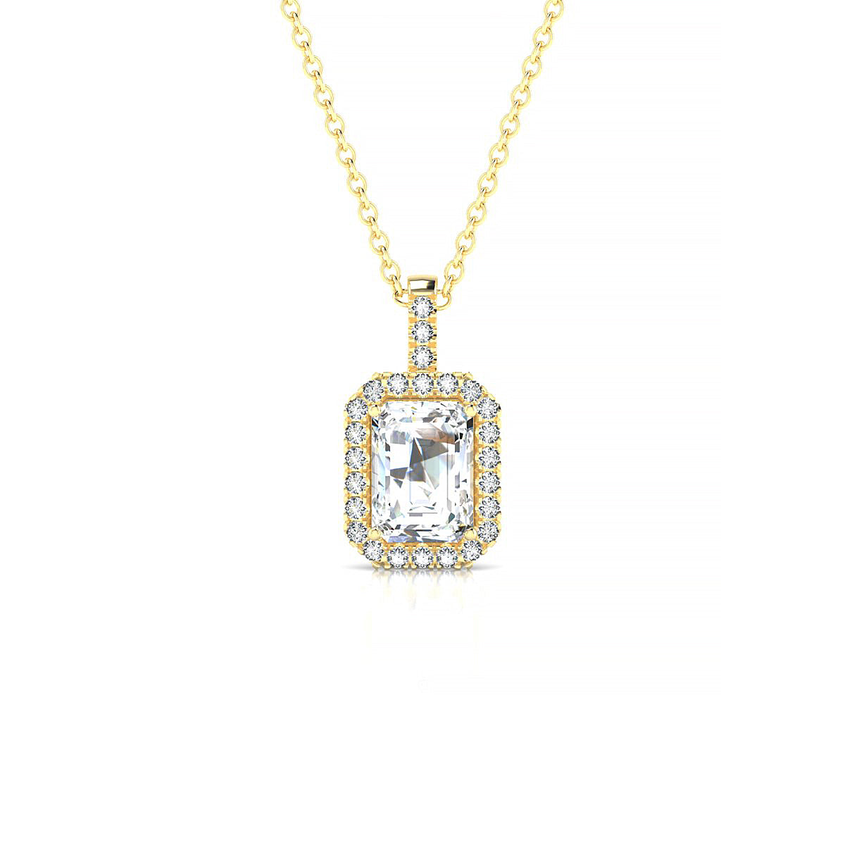 Sunrise | 18k Yellow Gold 7 x 5 mm Emerald Diamond Pendant