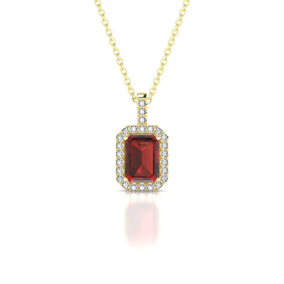 Sunrise | 18k Yellow Gold 7 x 5 mm Emerald Garnet Pendant