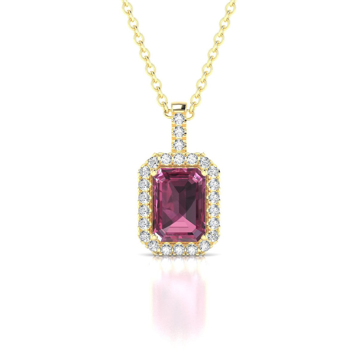 Sunrise | 18k Yellow Gold 7 x 5 mm Emerald Rhodolite Pendant