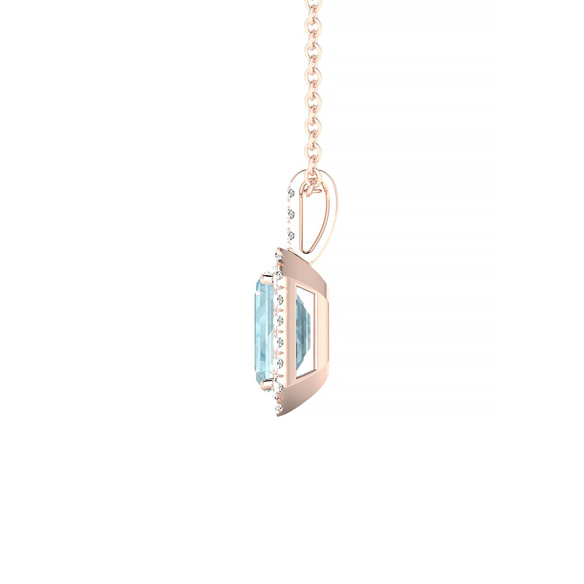 Sunrise | 18k Rose Gold 7 x 5 mm Emerald Aquamarine Pendant