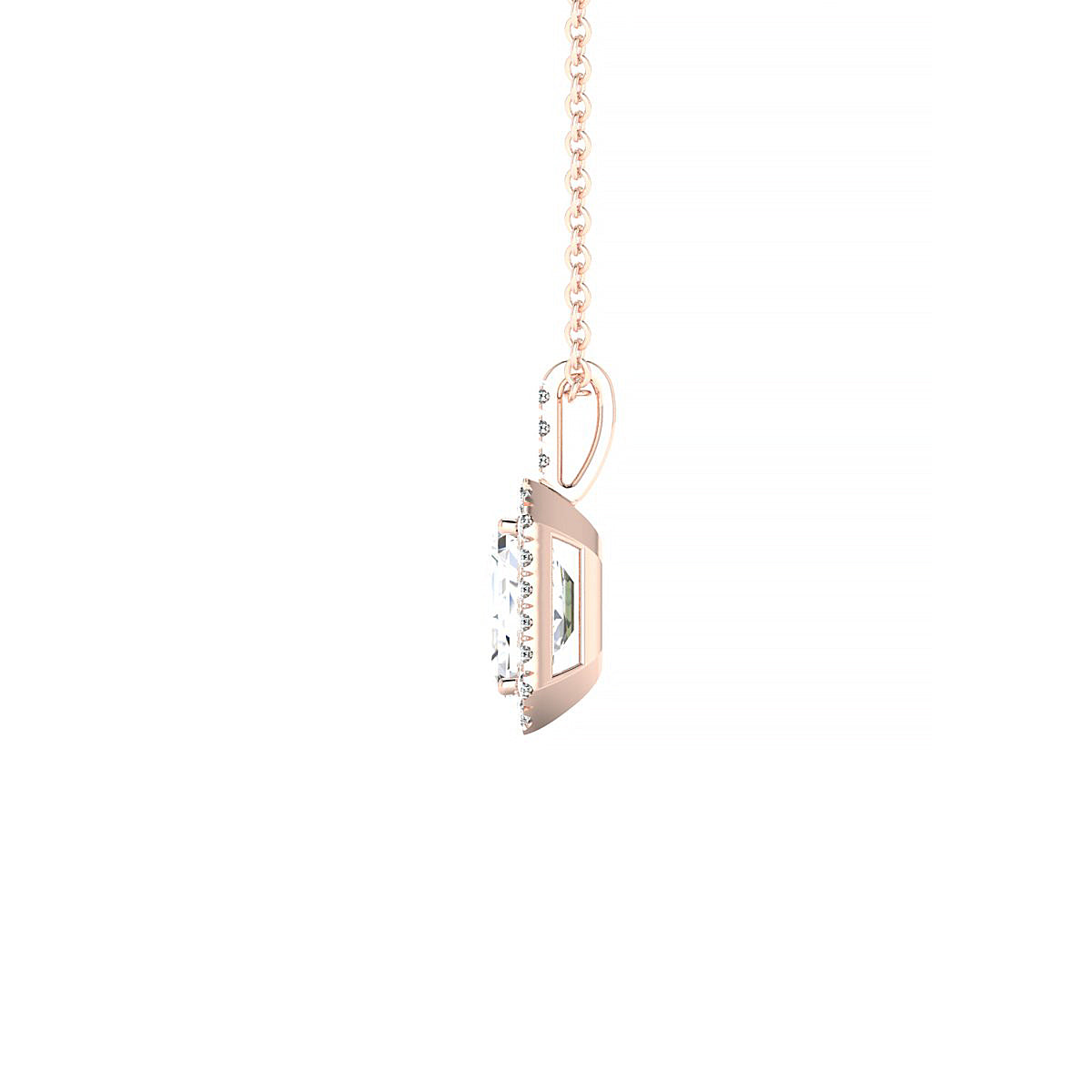 Sunrise | 18k Rose Gold 7 x 5 mm Emerald Diamond Pendant