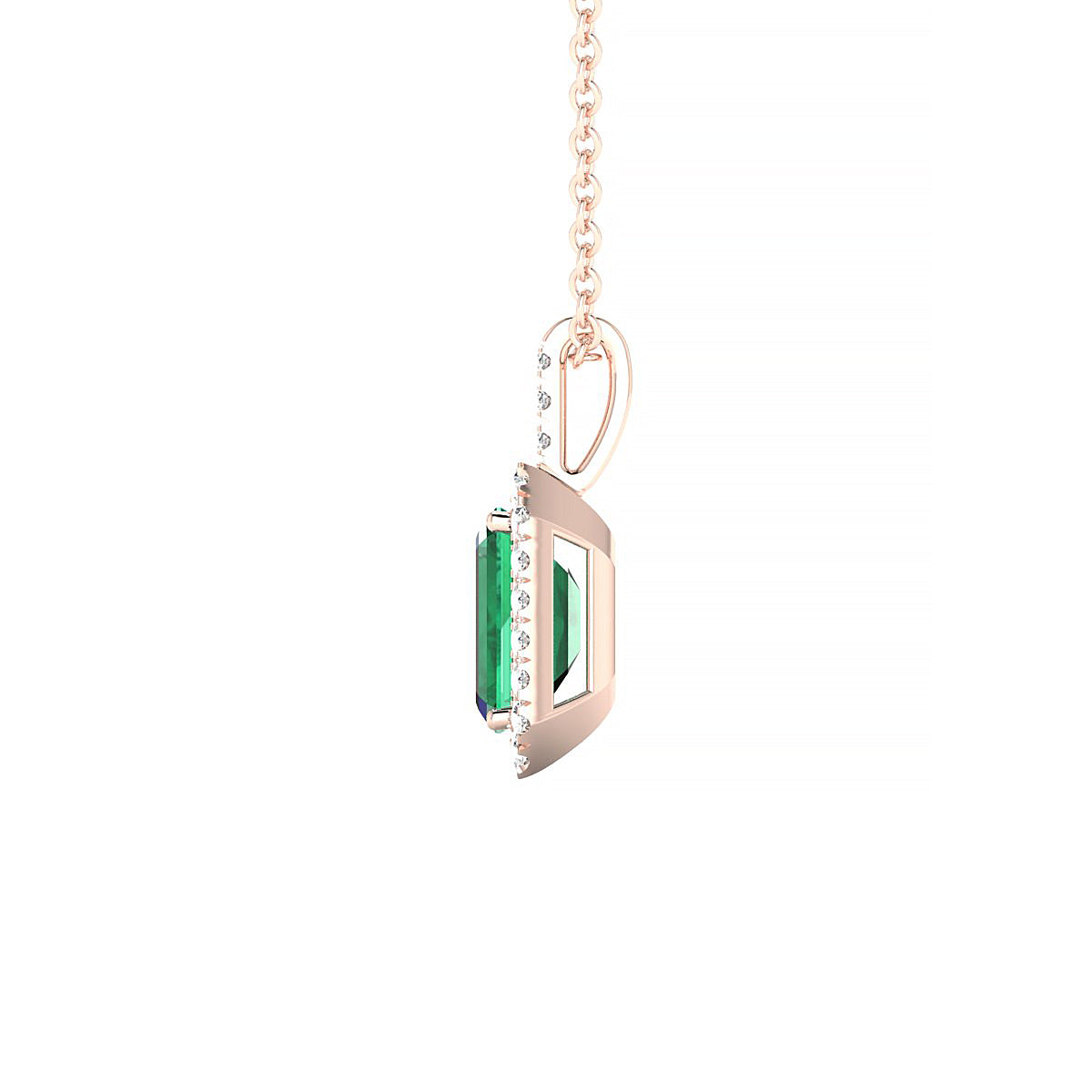 Sunrise | 18k Rose Gold 7 x 5 mm Emerald Emerald Pendant
