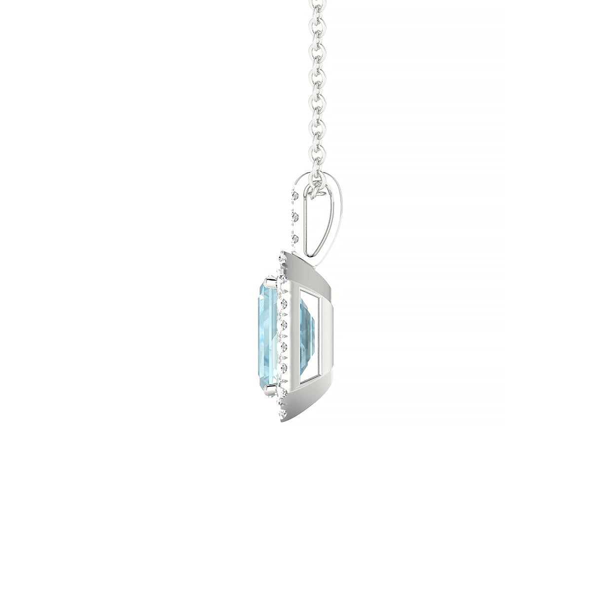 Sunrise | 18k White Gold 7 x 5 mm Emerald Aquamarine Pendant