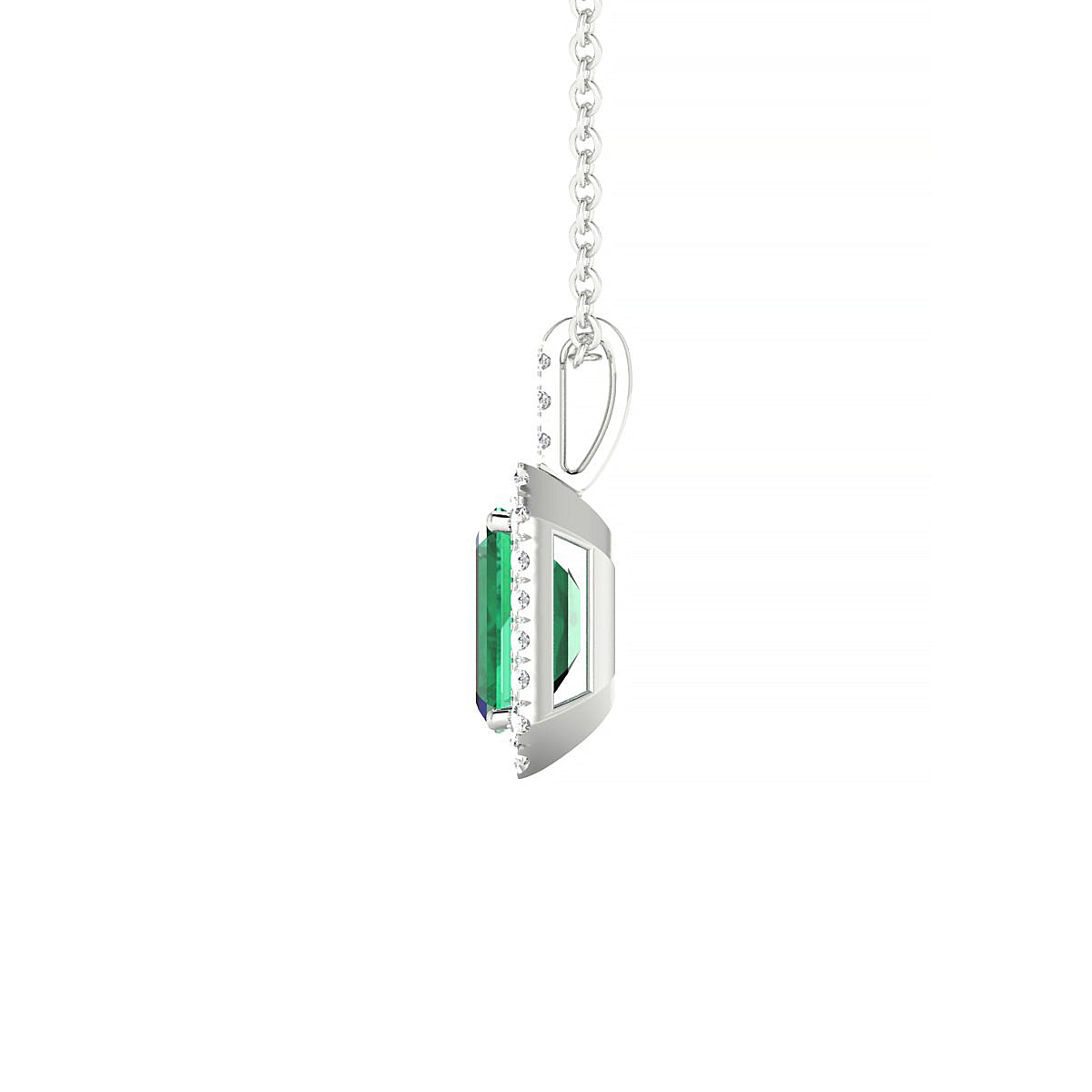 Sunrise | 18k White Gold 7 x 5 mm Emerald Emerald Pendant
