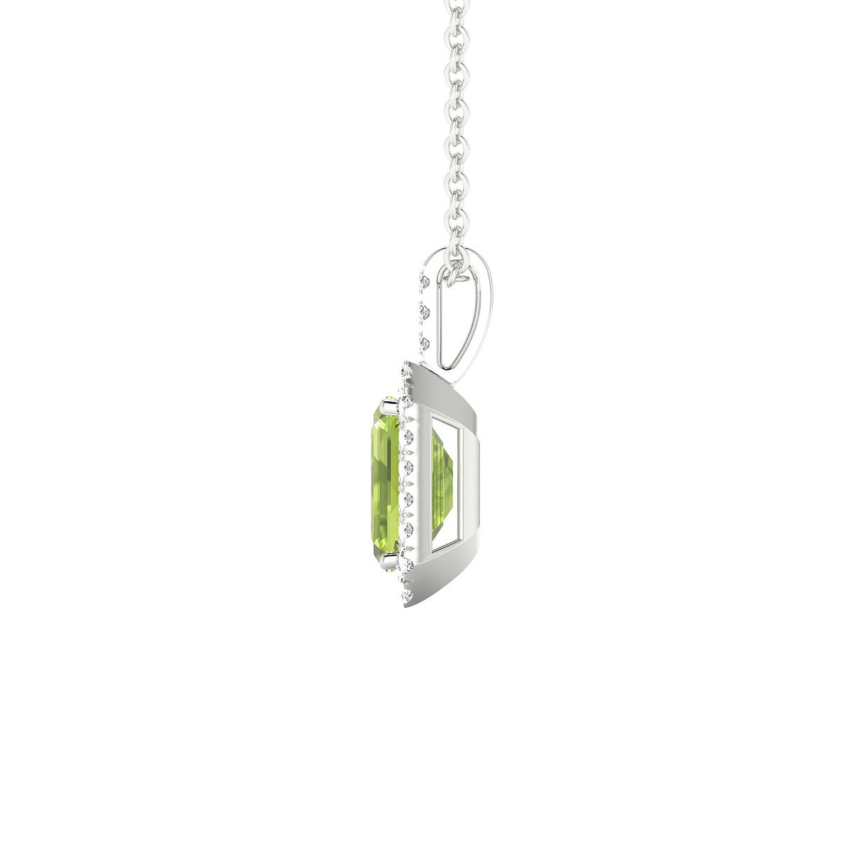 Sunrise | 18k White Gold 7 x 5 mm Emerald Peridot Pendant
