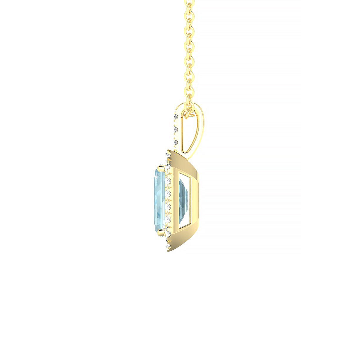 Sunrise | 18k Yellow Gold 7 x 5 mm Emerald Aquamarine Pendant
