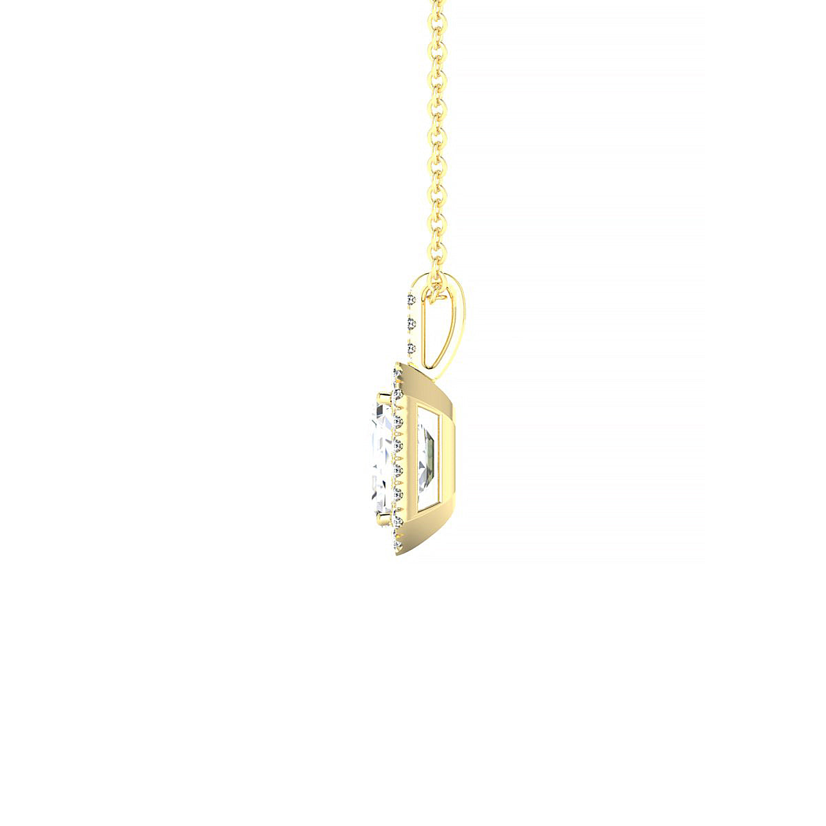 Sunrise | 18k Yellow Gold 7 x 5 mm Emerald Diamond Pendant