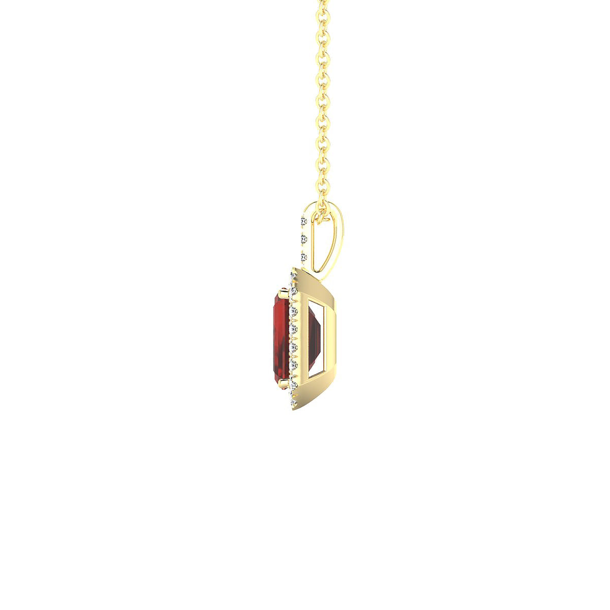 Sunrise | 18k Yellow Gold 7 x 5 mm Emerald Garnet Pendant