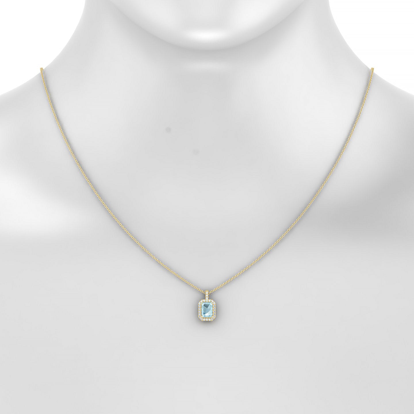 Sunrise | 18k Yellow Gold 7 x 5 mm Emerald Aquamarine Pendant