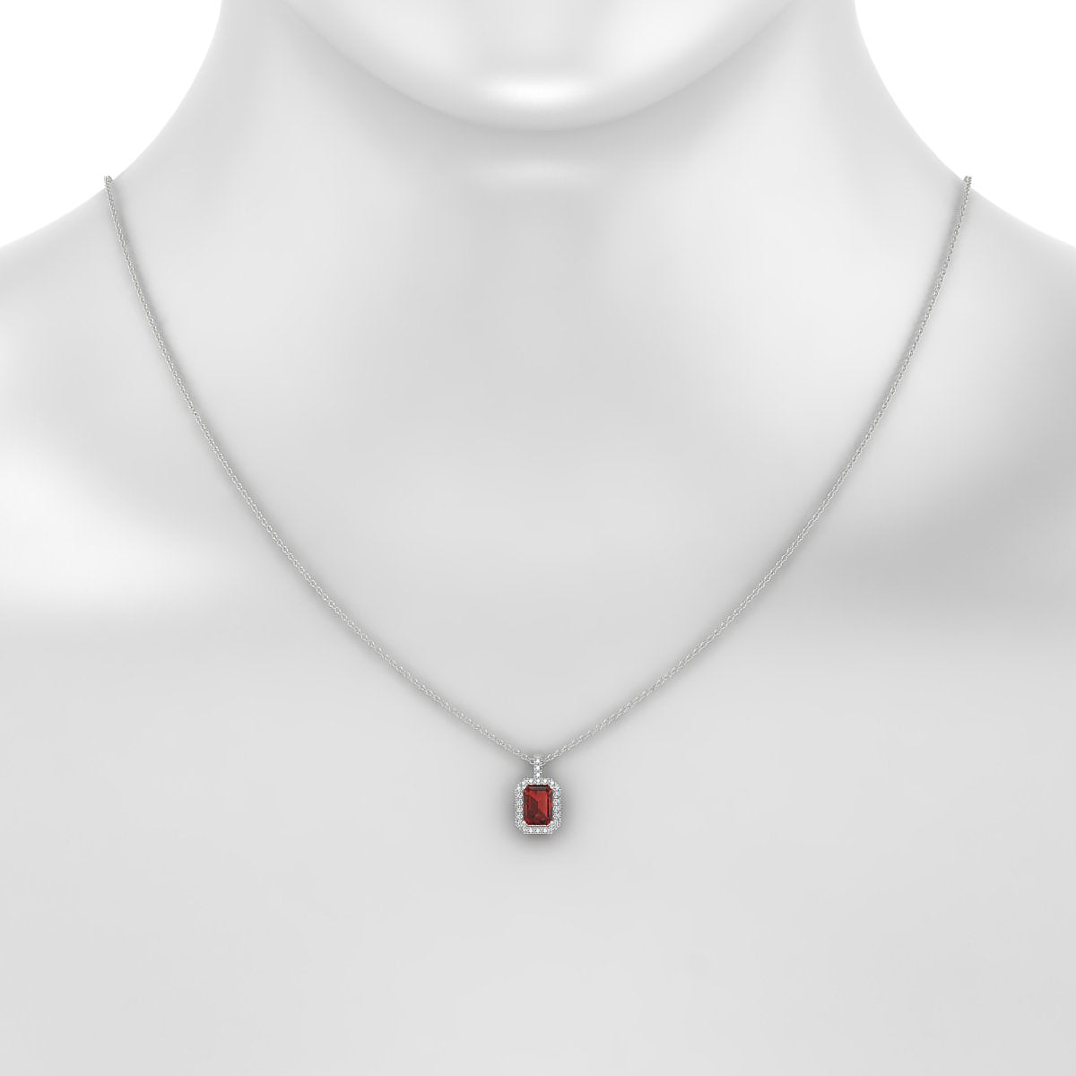 Sunrise | 18k White Gold 7 x 5 mm Emerald Garnet Pendant