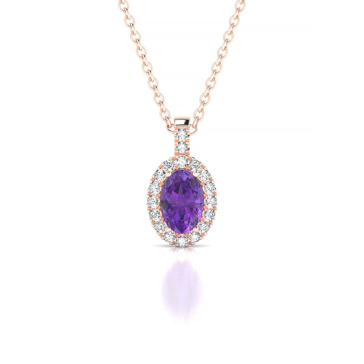 Sunrise | 18k Rose Gold 6 x 4 mm Oval Amethyst Pendant