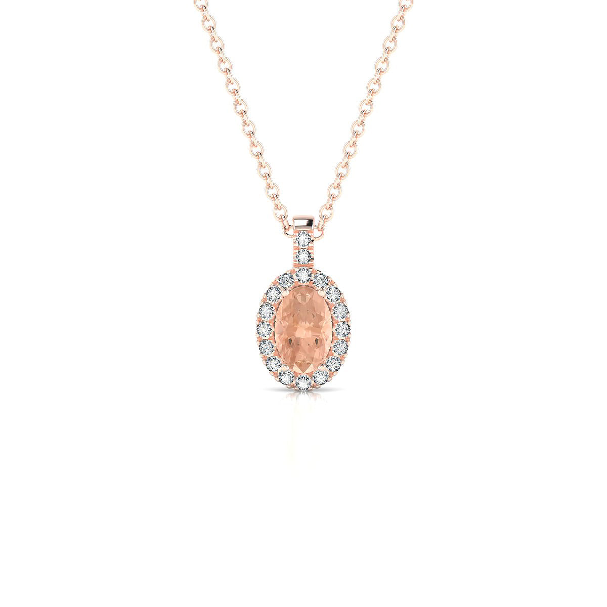 Sunrise | 18k Rose Gold 6 x 4 mm Oval Morganite Pendant
