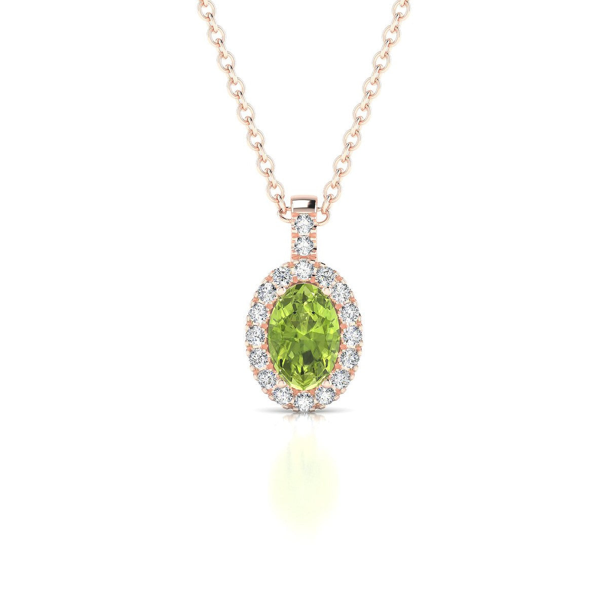 Sunrise | 18k Rose Gold 6 x 4 mm Oval Peridot Pendant