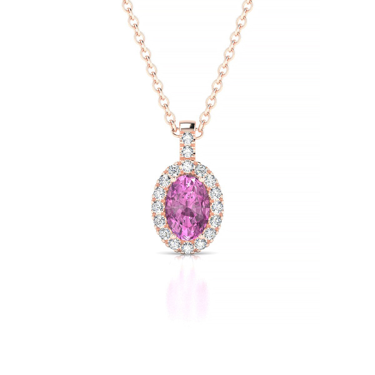 Sunrise | 18k Rose Gold 6 x 4 mm Oval Pink Sapphire Pendant