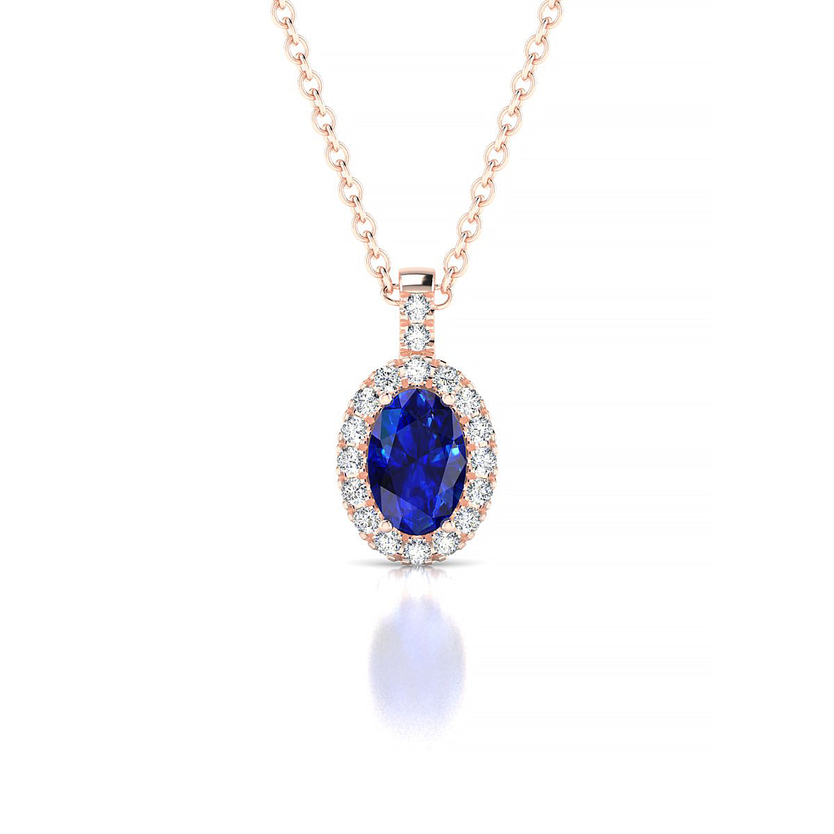 Sunrise | 18k Rose Gold 6 x 4 mm Oval Sapphire Pendant