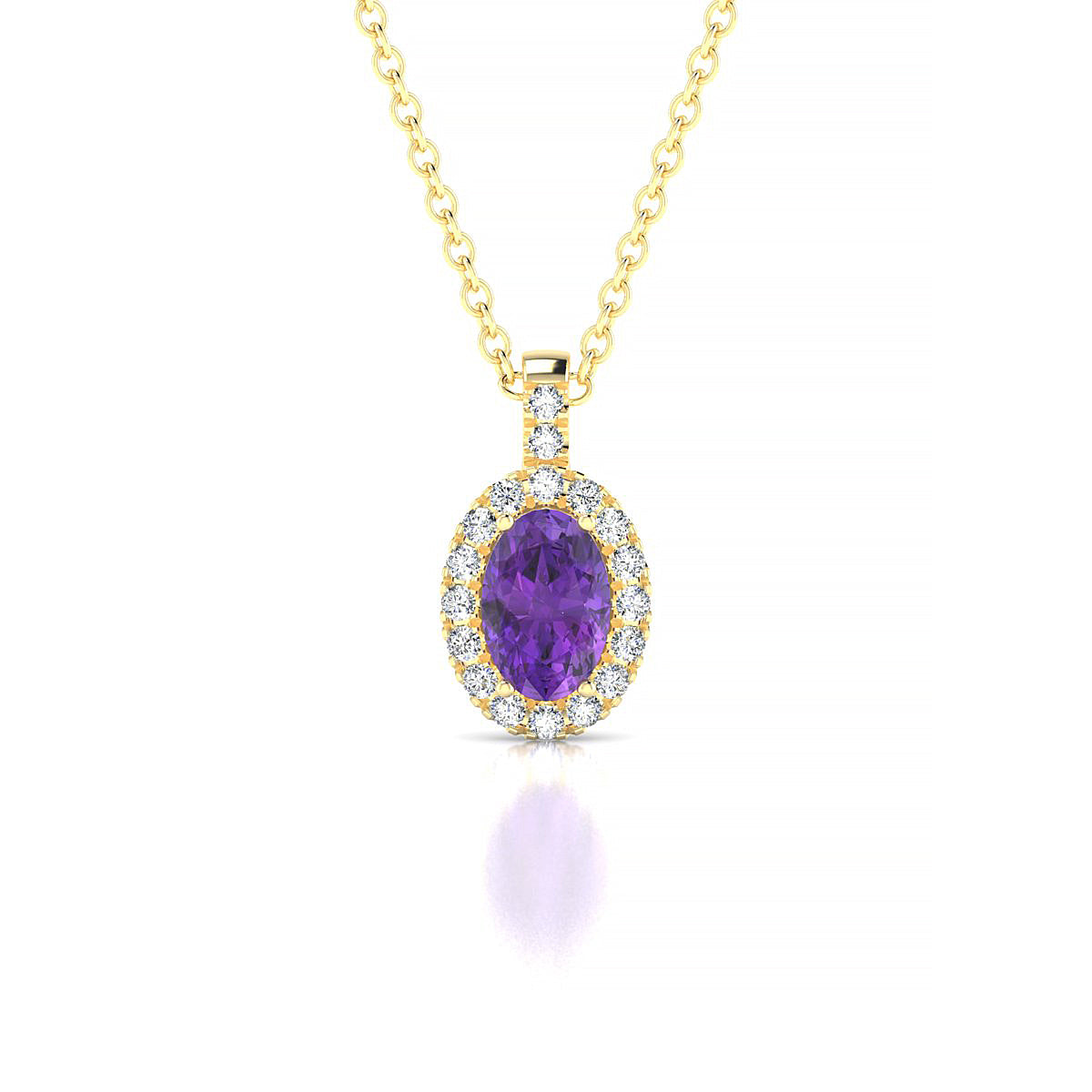 Sunrise | 18k Yellow Gold 6 x 4 mm Oval Amethyst Pendant