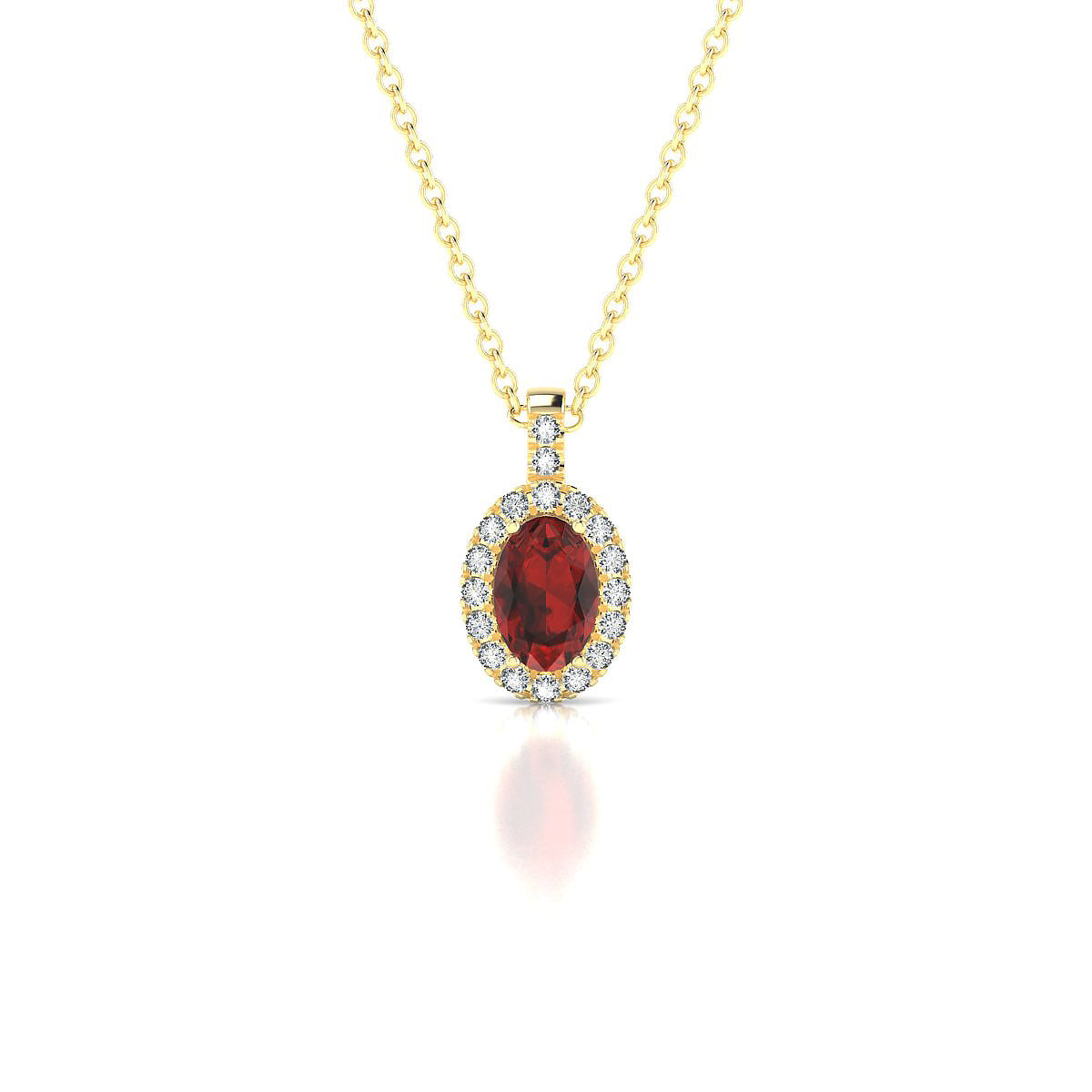 Sunrise | 18k Yellow Gold 6 x 4 mm Oval Garnet Pendant