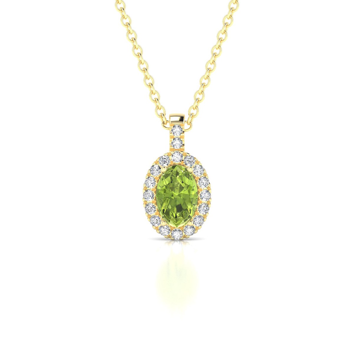 Sunrise | 18k Yellow Gold 6 x 4 mm Oval Peridot Pendant
