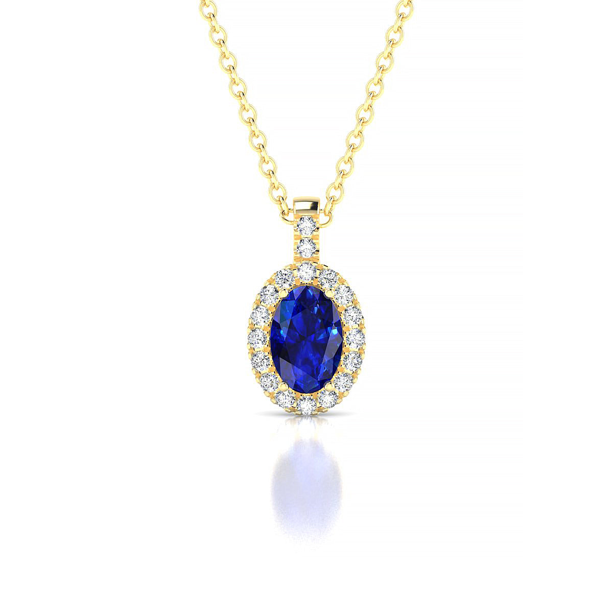 Sunrise | 18k Yellow Gold 6 x 4 mm Oval Sapphire Pendant