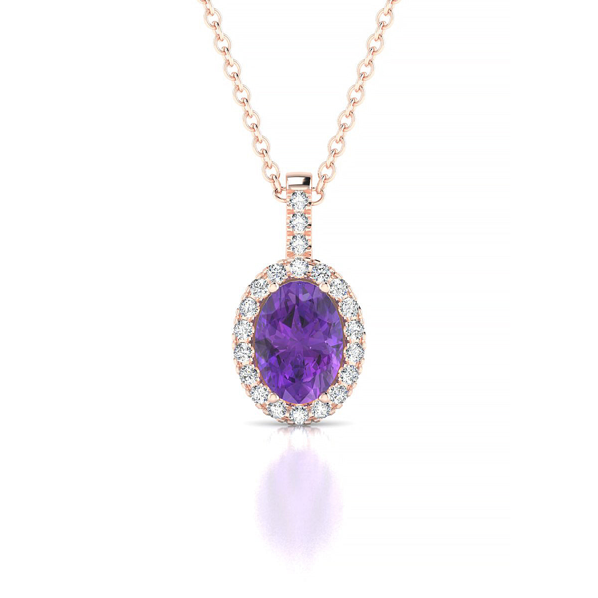 Sunrise | 18k Rose Gold 7 x 5 mm Oval Amethyst Pendant