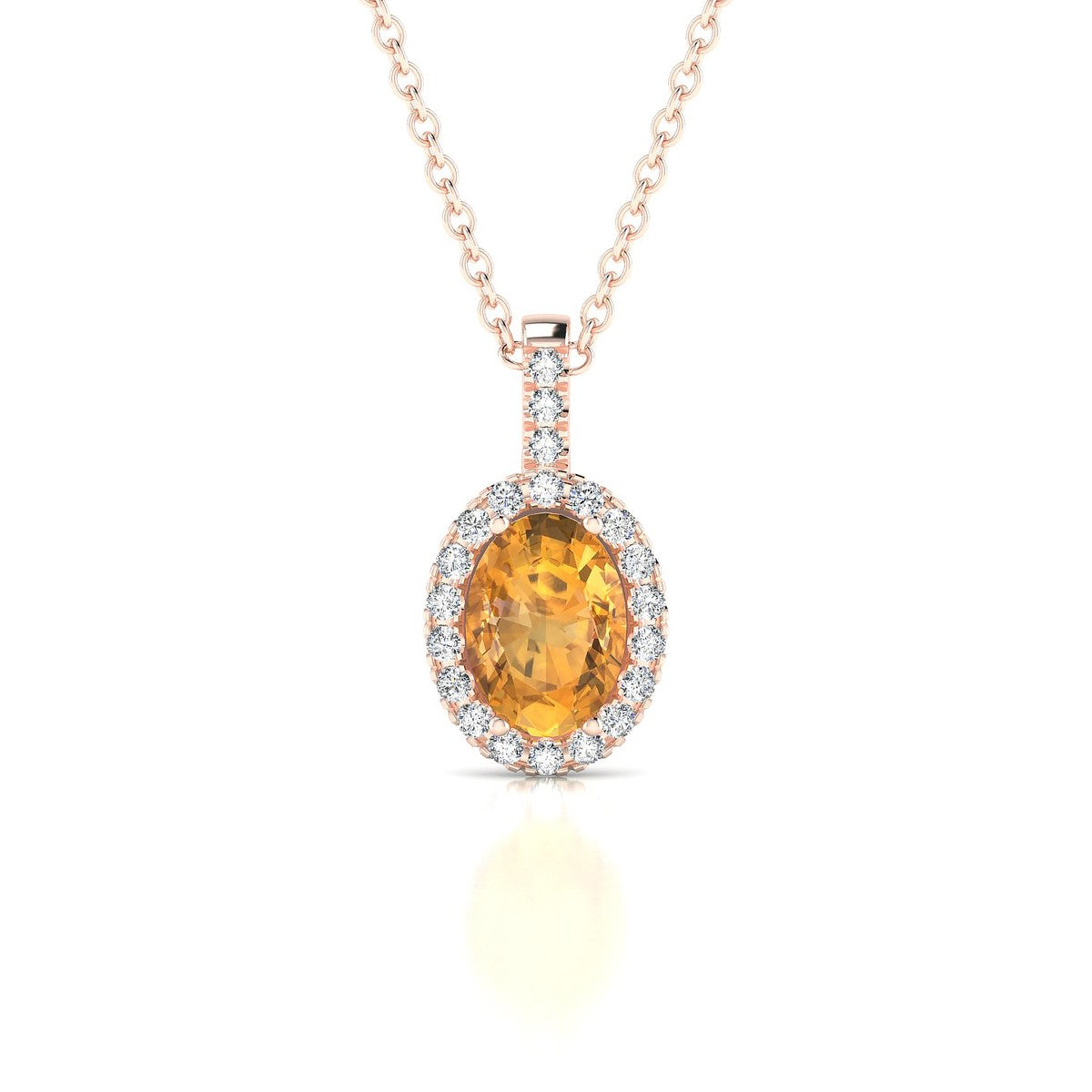 Sunrise | 18k Rose Gold 7 x 5 mm Oval Citrine Pendant