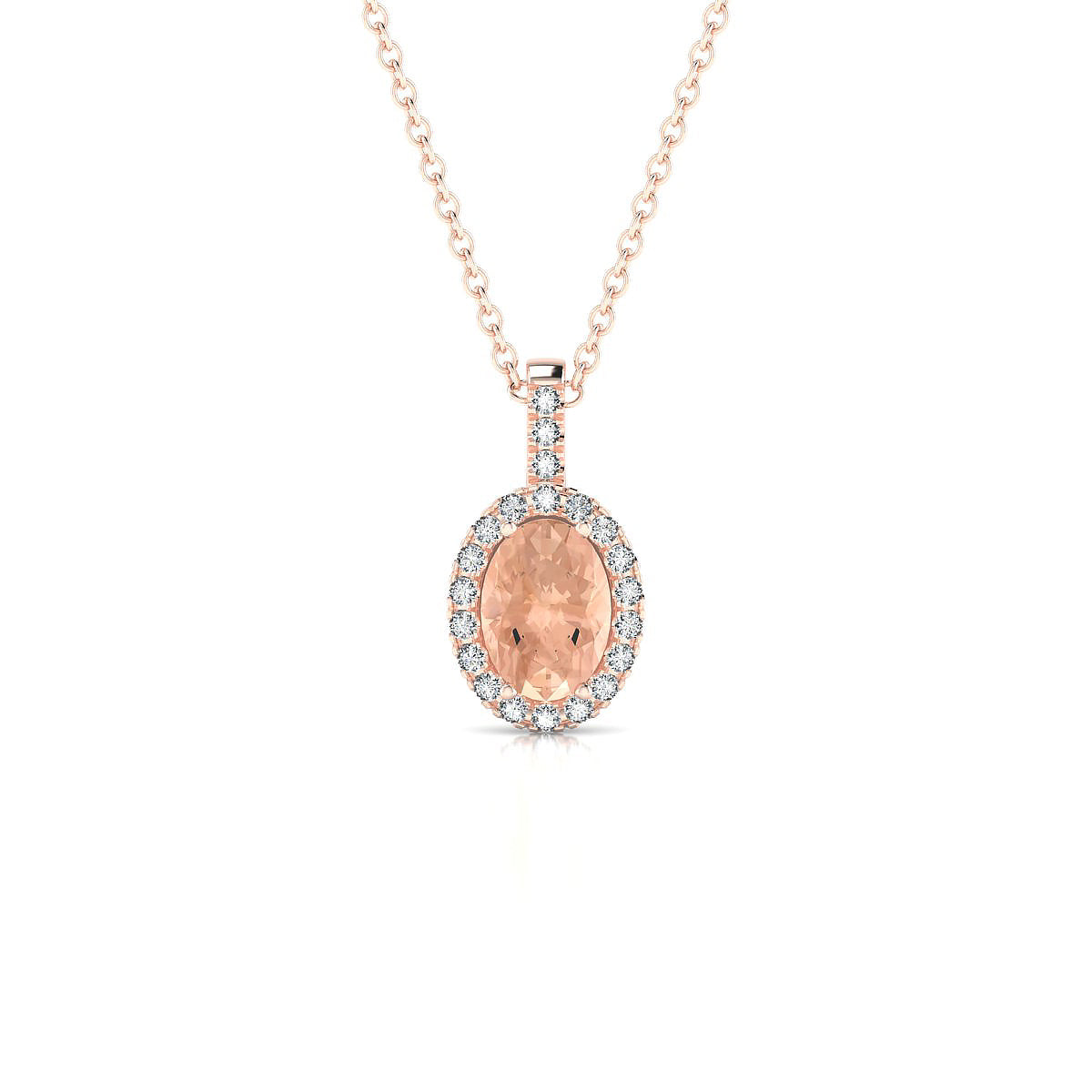 Sunrise | 18k Rose Gold 7 x 5 mm Oval Morganite Pendant