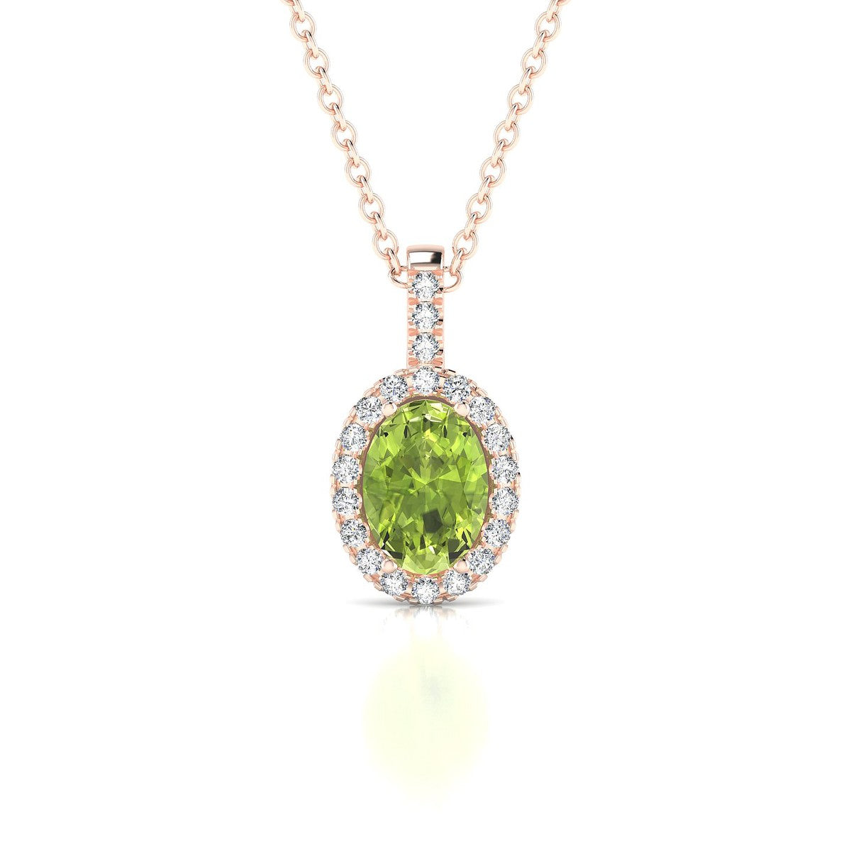 Sunrise | 18k Rose Gold 7 x 5 mm Oval Peridot Pendant