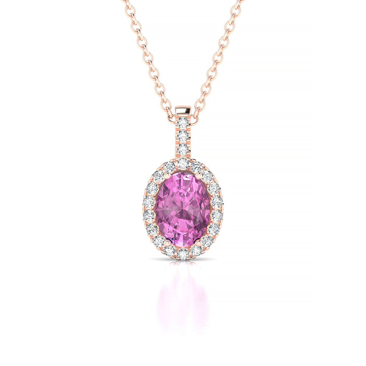 Sunrise | 18k Rose Gold 7 x 5 mm Oval Pink Sapphire Pendant