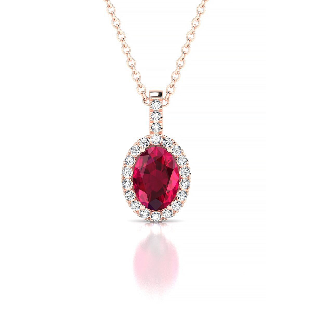 Sunrise | 18k Rose Gold 7 x 5 mm Oval Ruby Pendant