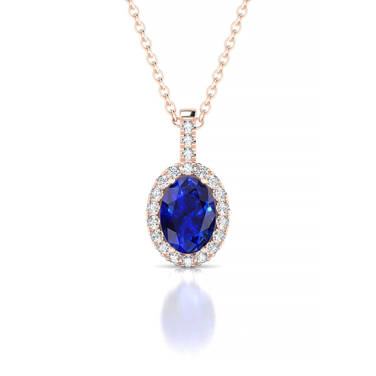 Sunrise | 18k Rose Gold 7 x 5 mm Oval Sapphire Pendant