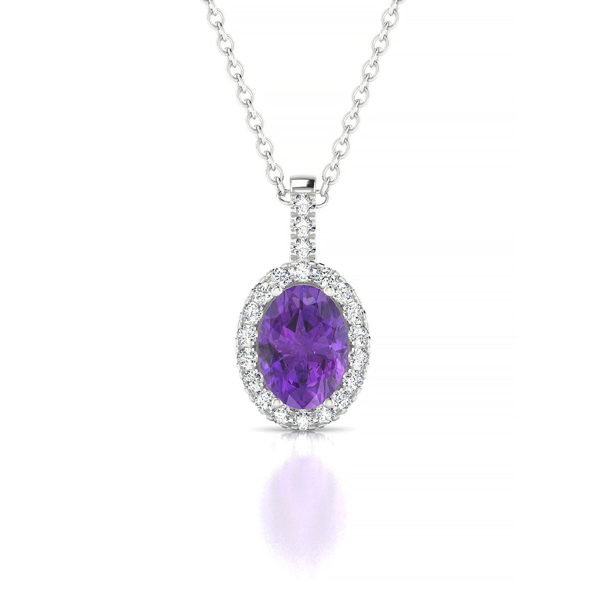 Sunrise | 18k White Gold 7 x 5 mm Oval Amethyst Pendant