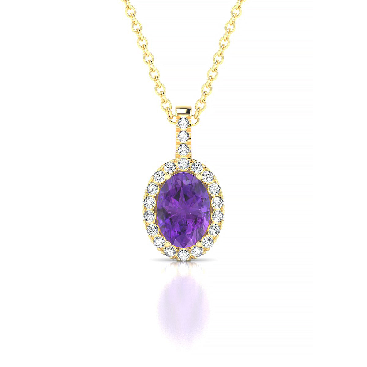 Sunrise | 18k Yellow Gold 7 x 5 mm Oval Amethyst Pendant