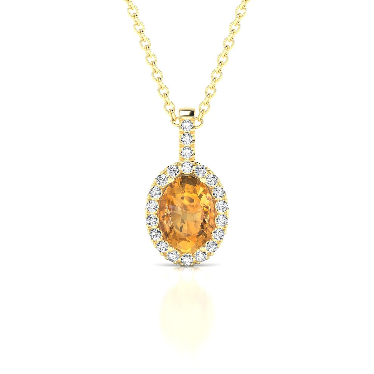 Sunrise | 18k Yellow Gold 7 x 5 mm Oval Citrine Pendant